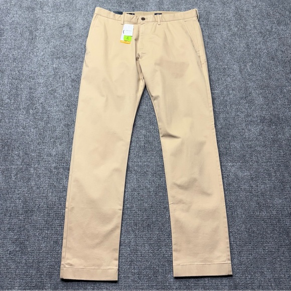 J Crew Chino Pants Mens 36x34 Khaki Slim Fit Flex TruTemp365 BZ109 NEW - Picture 1 of 12